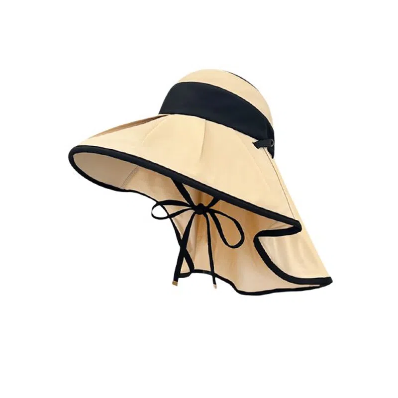 艾佳微 夏季遮阳时尚优雅拼色户外骑车披肩空顶太阳 聚酯纤维 渔夫帽 男女同款情侣款