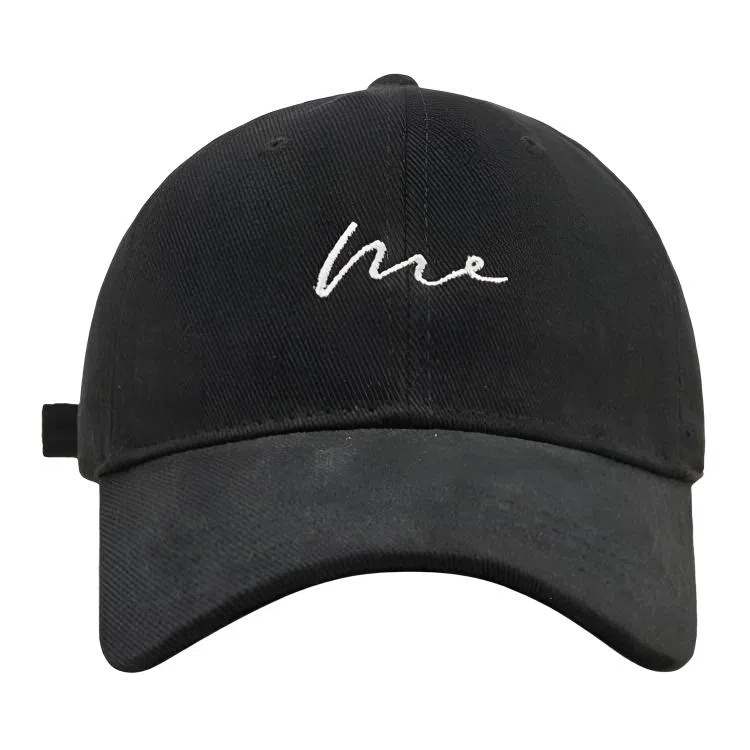 简约复古软顶大头围 大头围宽帽檐显脸小水洗字母 大帽檐 防晒 棉 鸭舌帽  男女同款情侣款