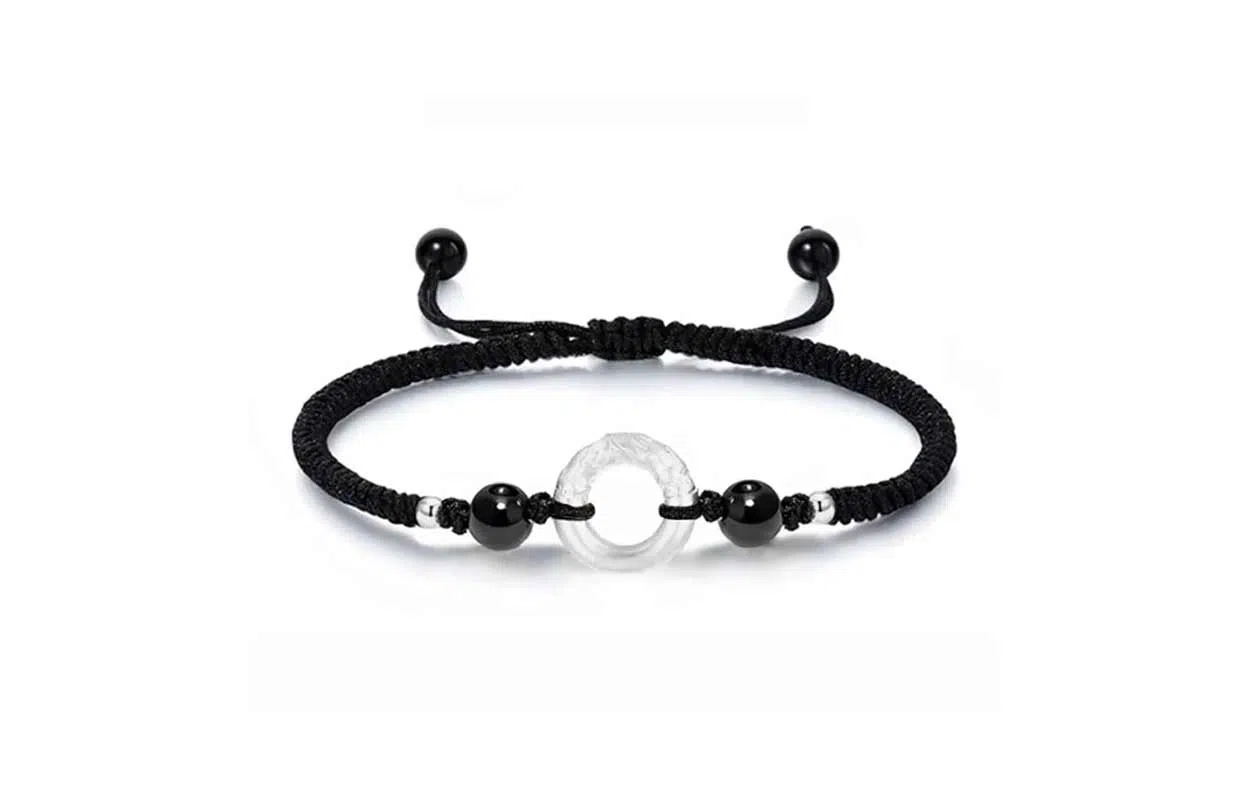 百利金 祥云平安扣 招财纳福平安转运国潮复古新中式气质显白精致轻奢小众设计转运珠编织 黑曜石 手绳 男女同款情侣款