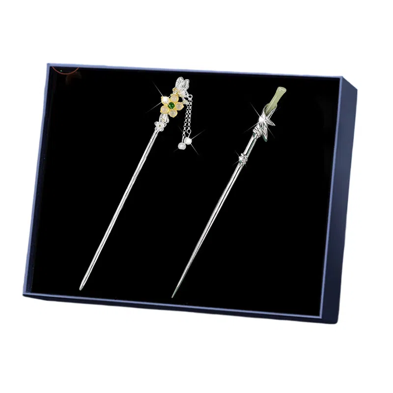 妖娆猫 青梅竹马古风发钗轻奢高档簪子两件套汉服头饰发饰礼盒 合金 发簪 女款