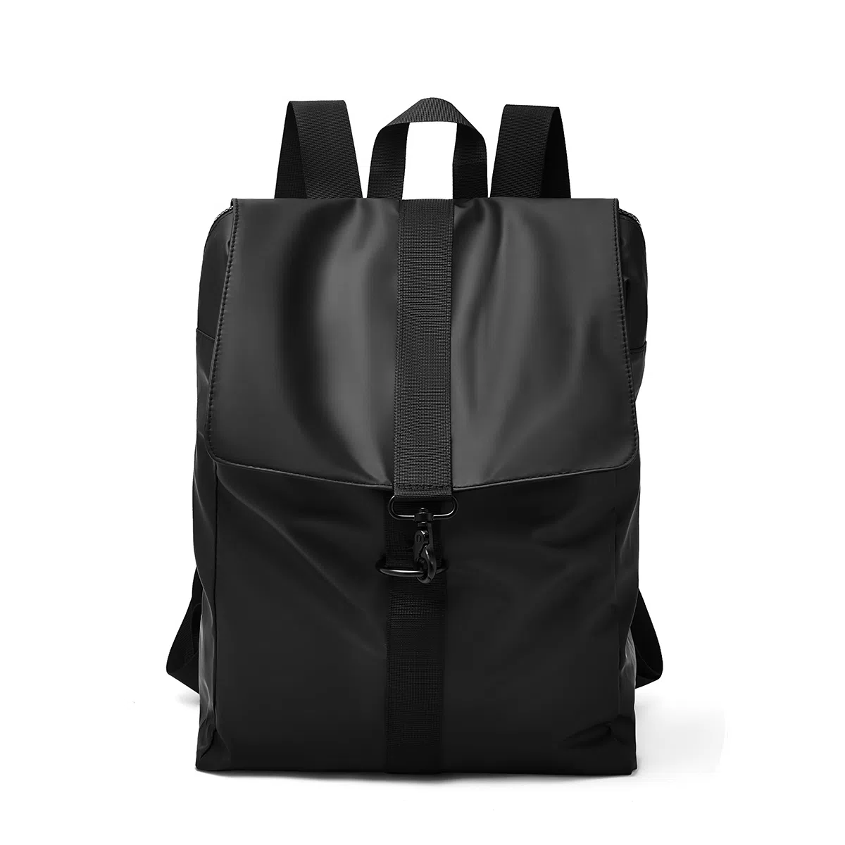 老人头 潮酷大容量百搭简约设计休闲百搭通勤 织物 双肩包 常规 男款 黑色