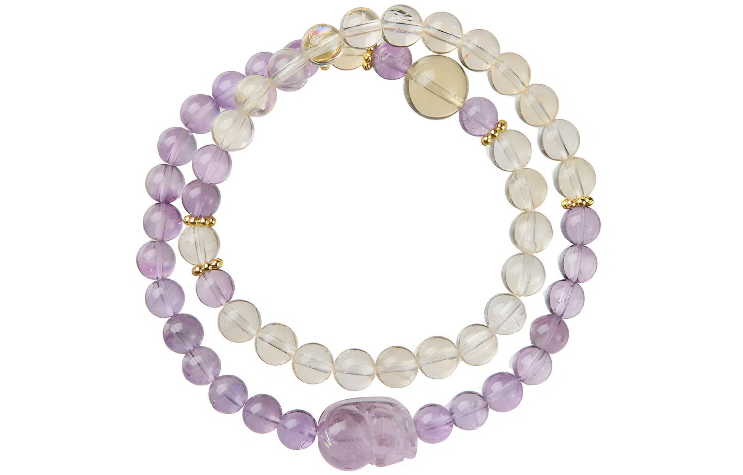 石头记 貔貅招米黄晶双圈叠戴九紫离火能量加持 时来运转磁场梦幻紫晶紫气东来 转运来财 疗愈能量磁场#好运 紫水晶 手串 女款