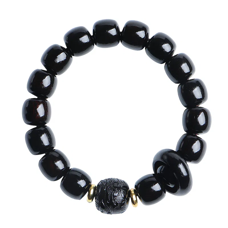 木盛缘 新中式国潮八方来财高油高密佛珠念珠文玩 黑檀 手串 男女同款情侣款