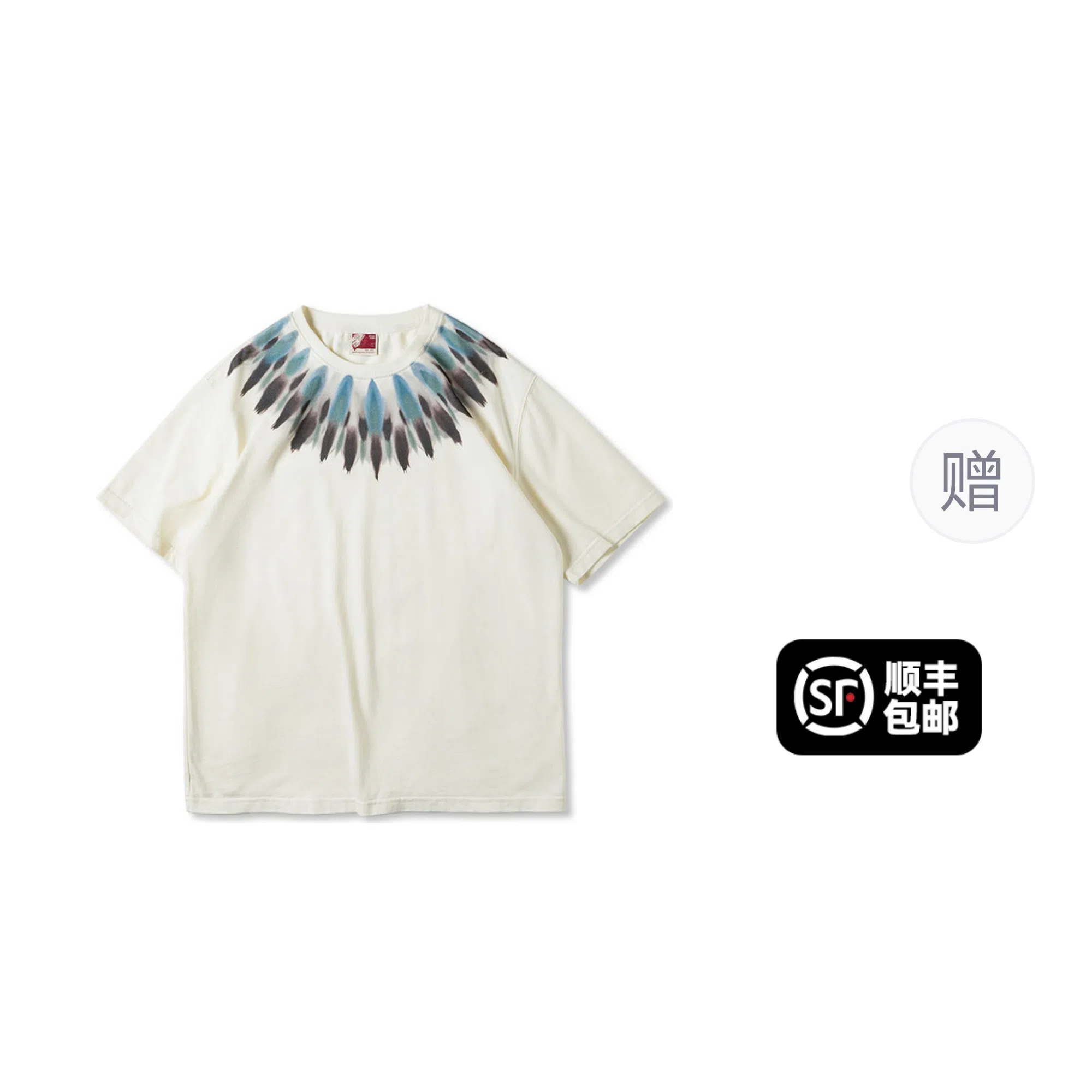 MADEN Vintage Feather Print Tee