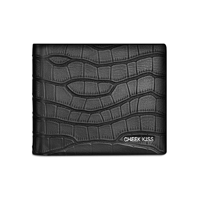 Cheekkiss Crocodile Leather Wallet Black