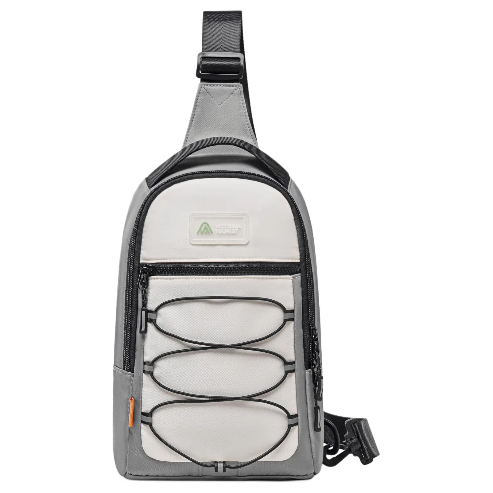 维多利亚旅行者 时尚潮流休闲简约轻便防泼水多功能反光安全条日常出行旅行百搭 涤纶 单肩斜挎胸包 男女同款情侣款 灰色