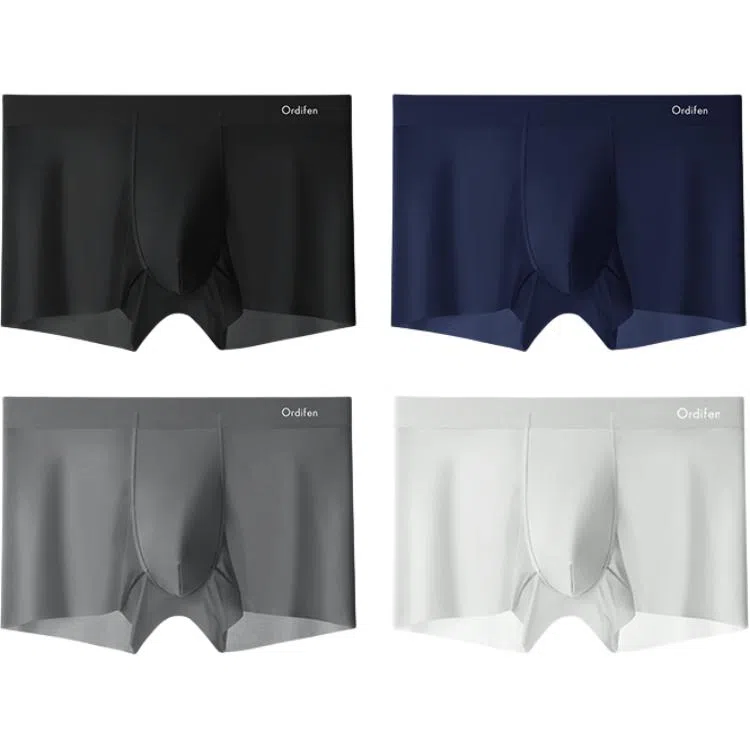 欧迪芬 冰丝四角透气纯色简约平角裤中腰内裤 男款