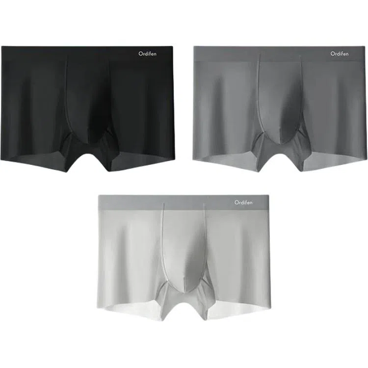 欧迪芬 冰丝四角透气纯色简约平角裤中腰内裤 男款