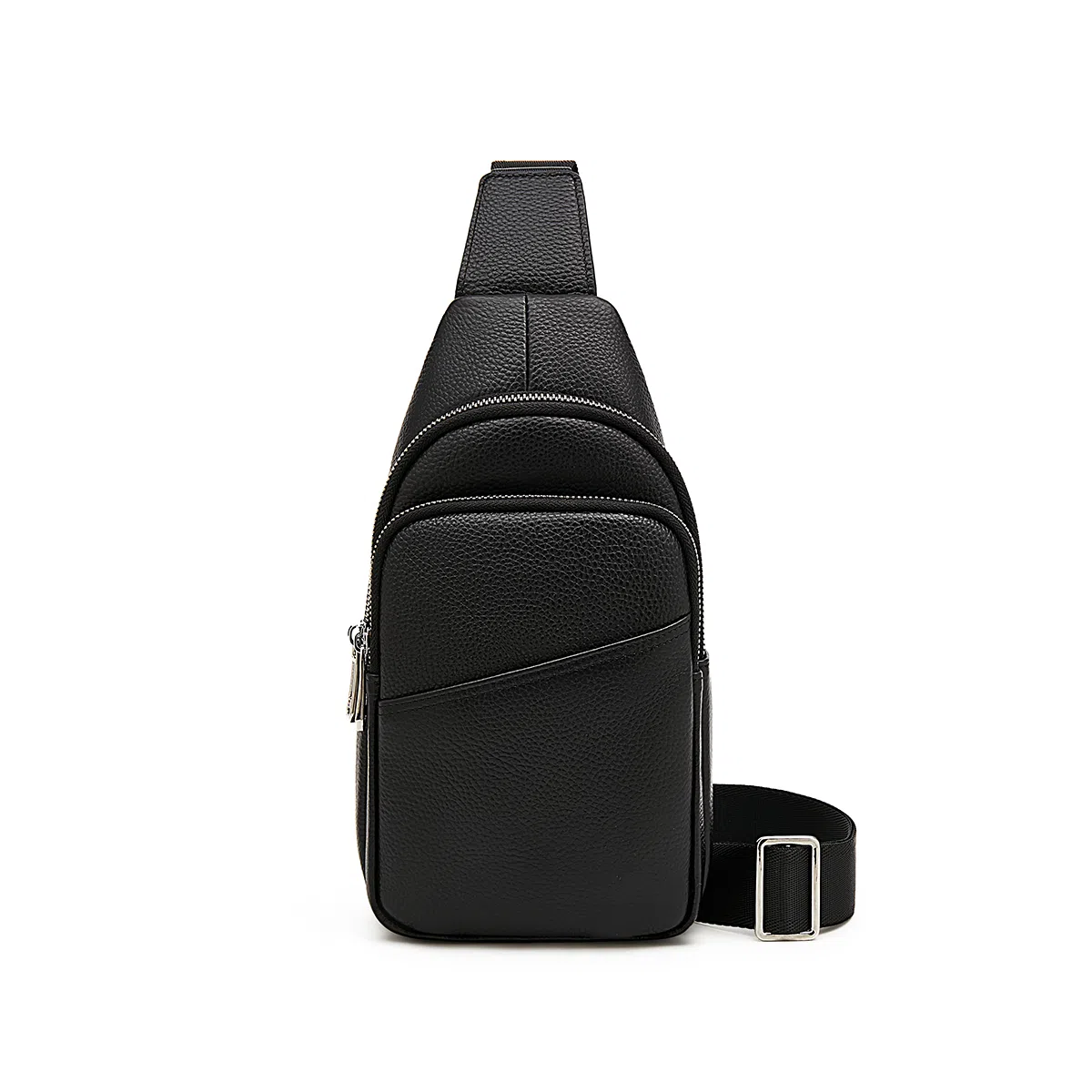 老人头 经典商务简约通勤 牛皮 胸包 男款 黑色