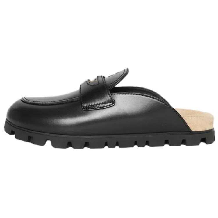 Miu Miu Round Toe Mule Slippers Black