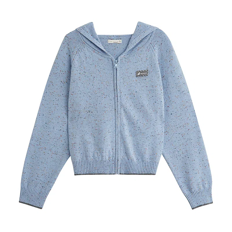 茵曼 休闲通勤宽松彩点连帽针织衫 女款