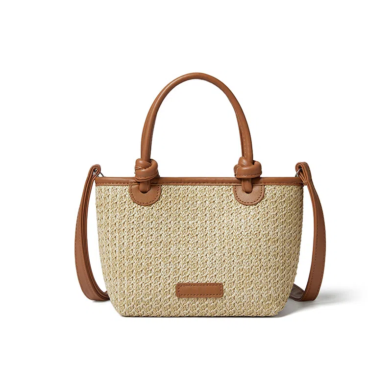 红蜻蜓 日系编织百搭小巧轻便日常 织物 托特包单肩手提包  常规 女款 饼干色