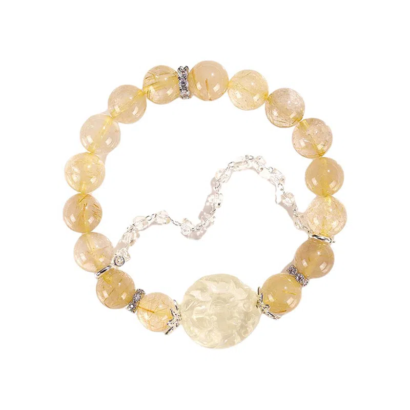 【招米旺桃花】 金戟 九尾狐狸 新中式招财一夜暴富时来运转旺财运轻奢精致狐狸小众设计高级感好运天然 黄水晶 手串 男女同款情侣款