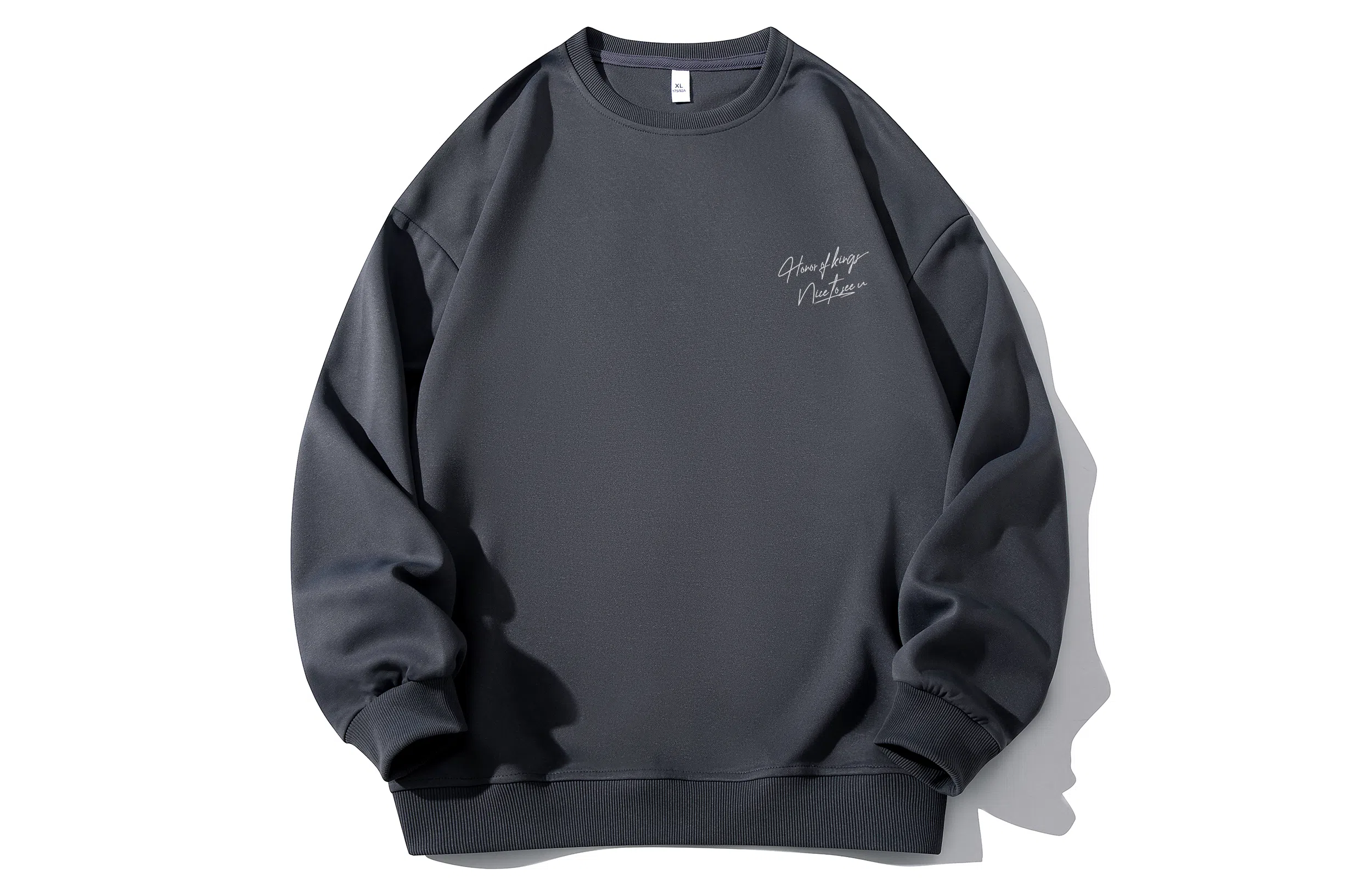 王者荣耀 设计感钻石形英文字母美式高街落肩款宽松舒适透气帅帅青少年无性别百搭时尚潮流圆领卫衣 标语款 男女同款