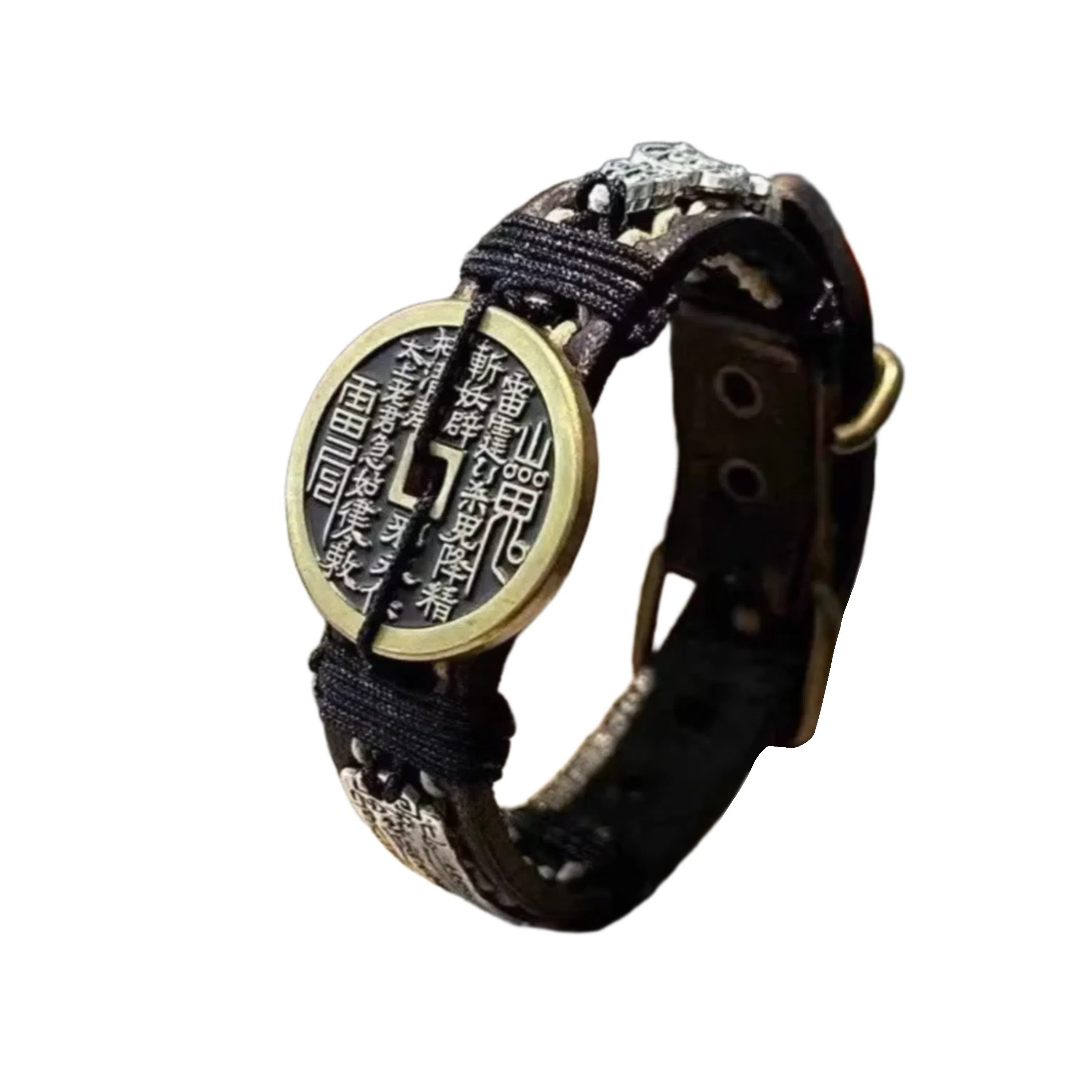 既白南兮 幽黑呈祥山鬼花钱貔貅国风新中式文创 合金 手环 男女同款情侣款