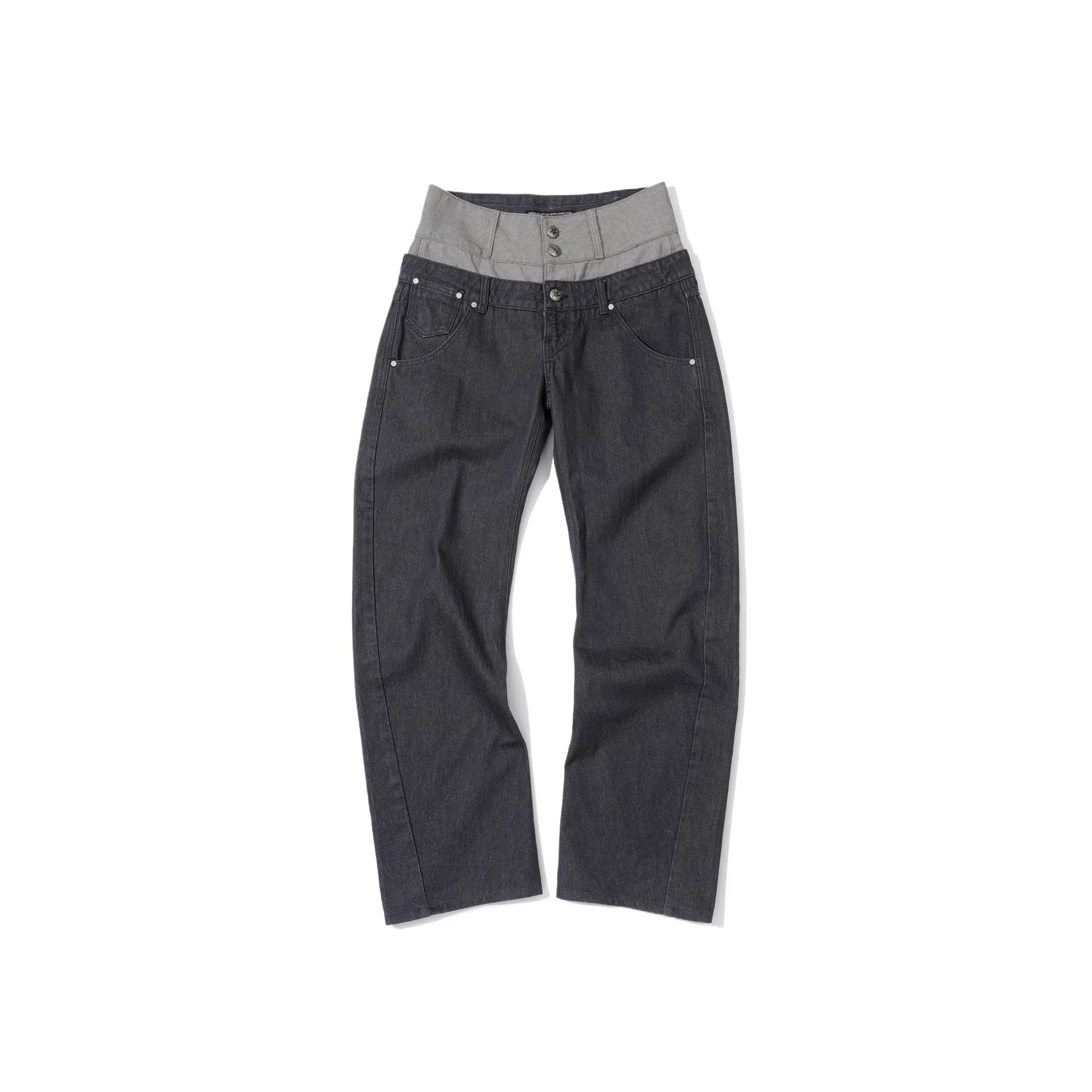 SCULPTOR Beaded Layered Denim Pants Nonfade Gray