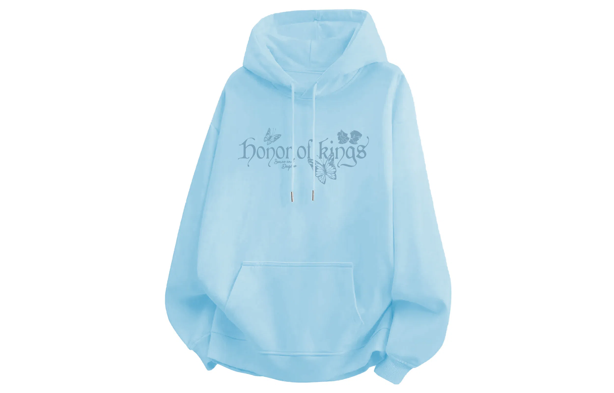 王者荣耀 美式花体字母长袖落肩款百搭时尚潮牌少年感无性别宽松舒适透气连帽卫衣 标语款 男女同款