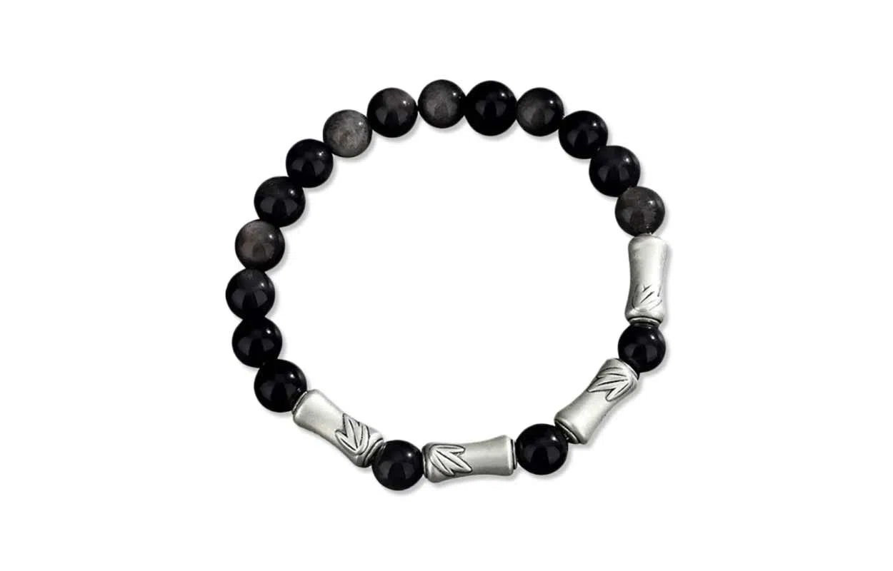 百利金 节节高升 国潮复古新中式平安纳福顺遂如意简约精致气质显白小众设计竹节转运珠手饰 黑曜石 手串 男女同款情侣款