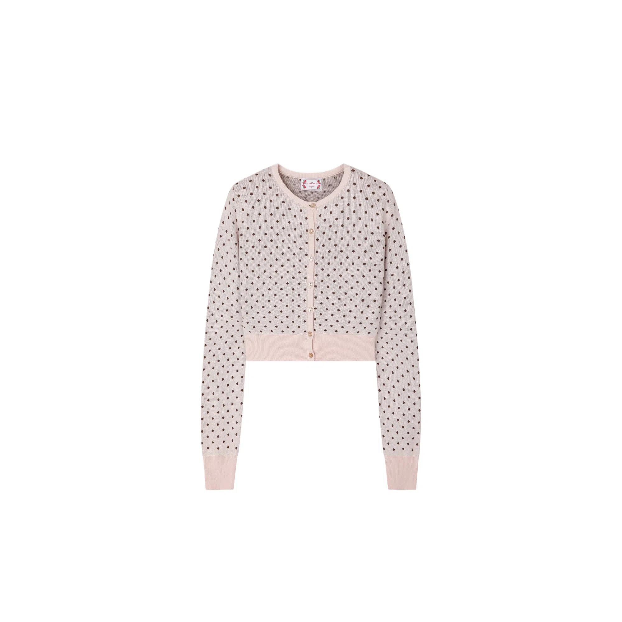 SCULPTOR Polka Dot Cardigan Baby PinkBrown