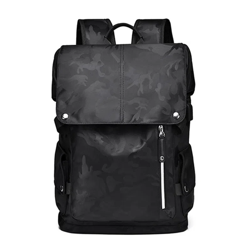 老人头 潮流大容量旅行出差通勤轻便出行大学生电脑背包 织物 双肩包 男女同款情侣款 迷彩色/黑色