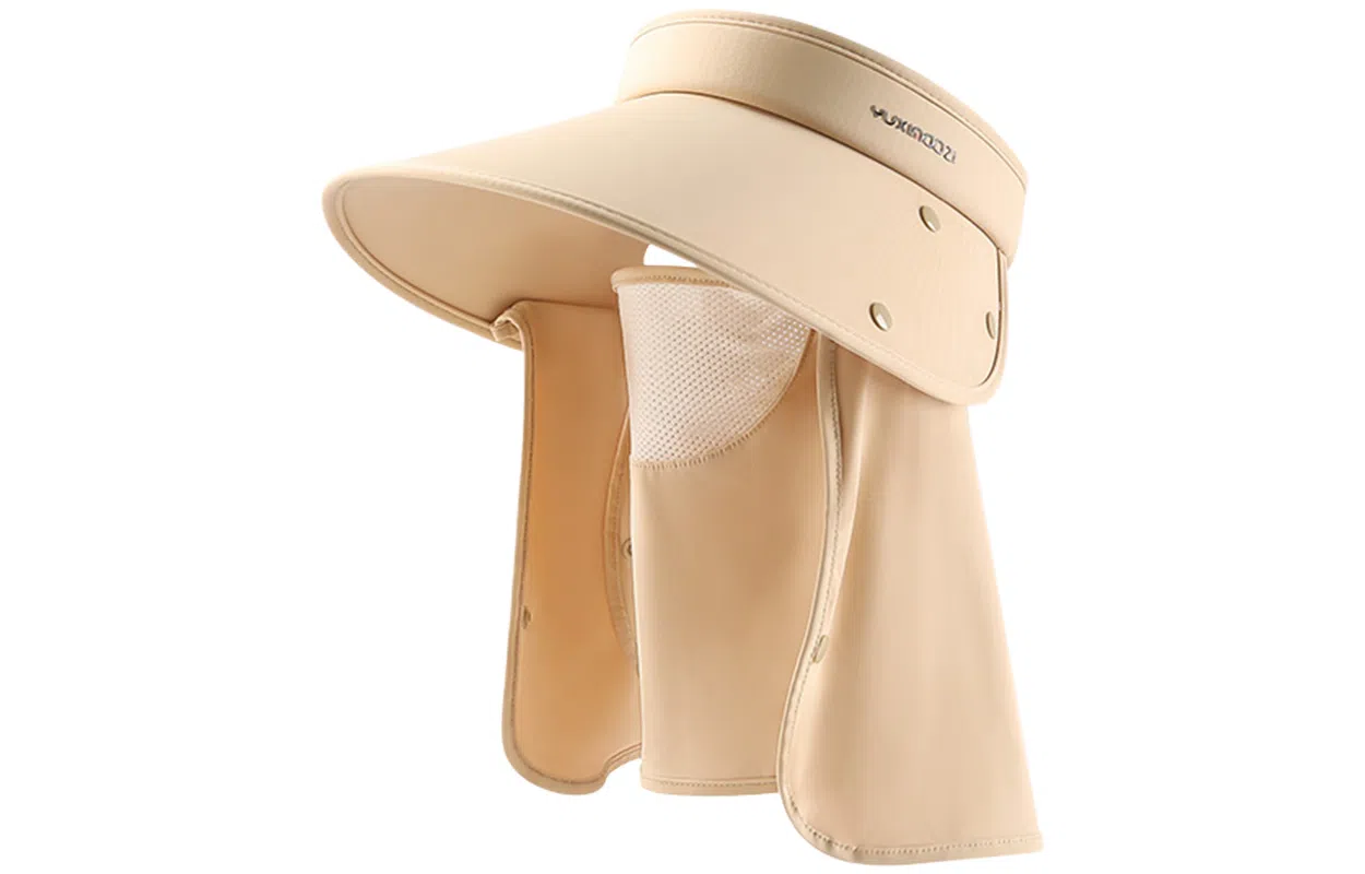 优幽兰 百搭休闲环绕式显脸小太阳帽时尚个性防紫外线遮脸大帽檐空顶口罩面罩帽子一体护颈骑车遮阳帽 聚酯纤维 防晒帽 女款