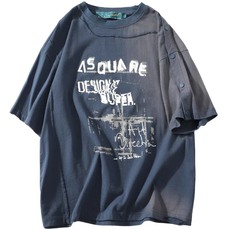 A SQUARE ROOT Gradient Print Vintage Casual T-Shirt