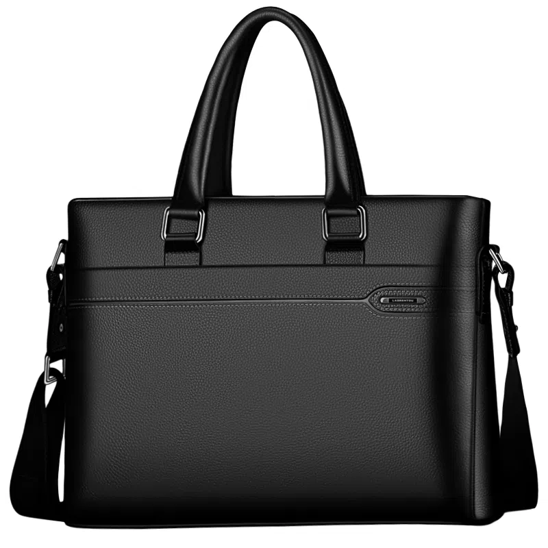 Oldman Head Business Leather Briefcase Black Brown