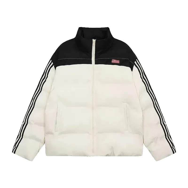 柏黛妃 条纹宽松长袖棉服 女款