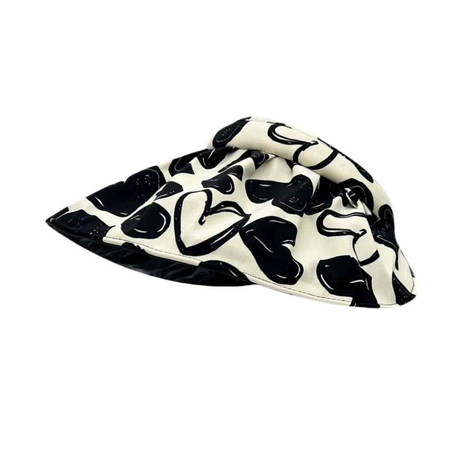 图涂丫 爱心黑胶空顶帽子夏季出游韩版学生百搭遮阳太阳帽 棉质 防晒帽 男女同款情侣款