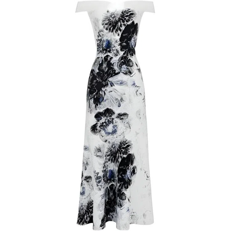 Alexander McQueen Chiaroscuro Jacquard Dress In White