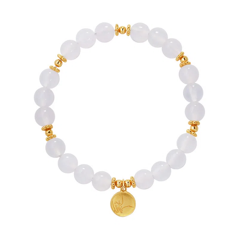 骊碧 蕙质兰心兰花圆牌新中式小众高级感天然 玉髓 手串 女款