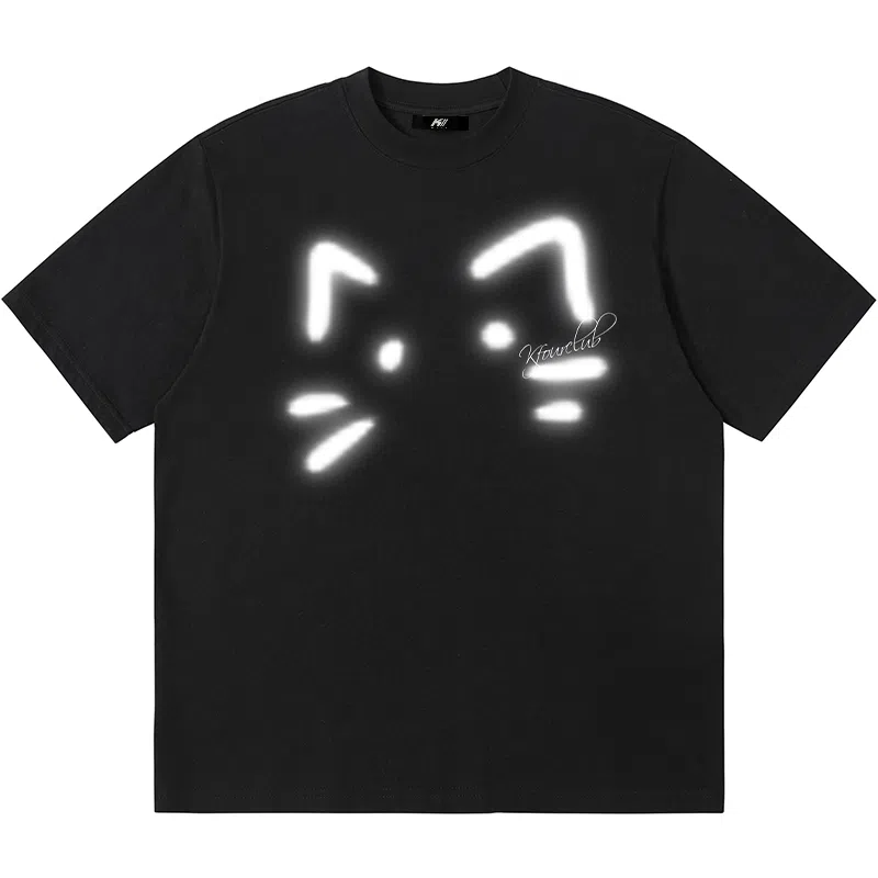 K411 Hand-Painted Cat Logo T-Shirt