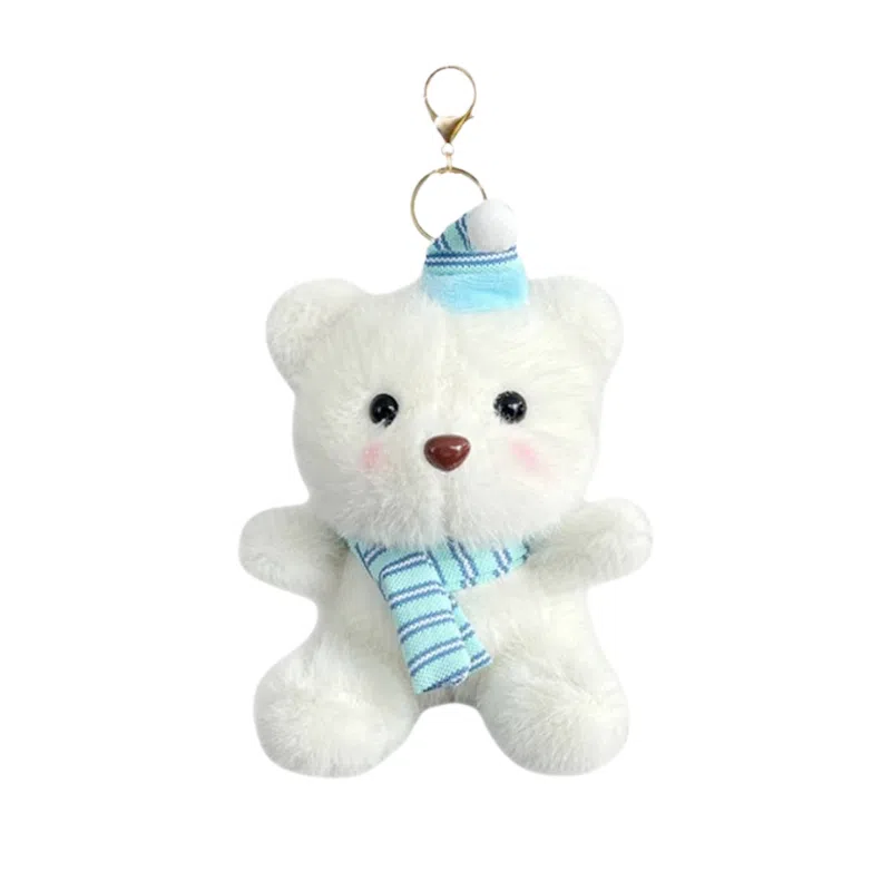 千桐 小白熊蓝色围巾围脖款可爱陪伴治愈百搭书包玩偶公仔 毛绒 挂件 男女同款情侣款