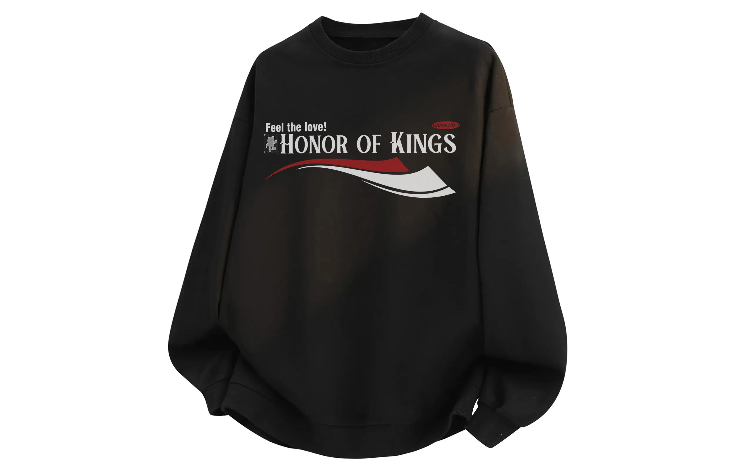 王者荣耀 美式高街个性字母长袖落肩款宽松舒适透气青少年无性别百搭时尚圆领卫衣 鲁班七号款 男女同款