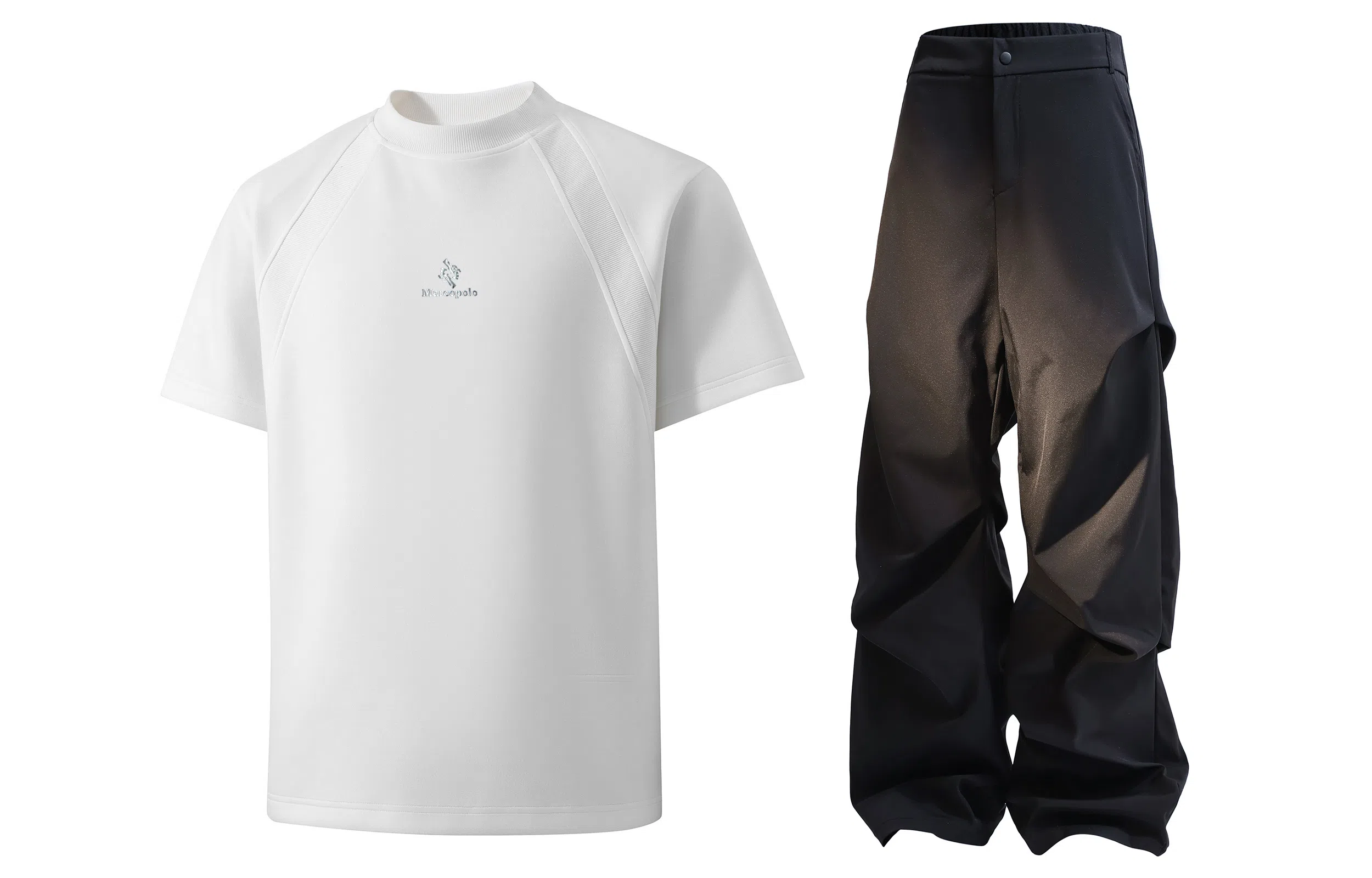 王者荣耀 美式创意字母拼接圆领短袖上衣褶皱长裤两件套宽松舒适透气青少年无性别百搭时尚潮牌休闲运动套装 马可波罗款 男女同款