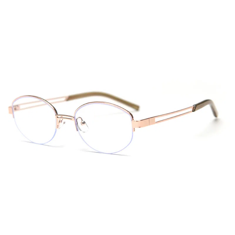 山一丸 日韩半框近视眼镜框潮网红文艺复古平光 金属 椭圆形 光学镜架 男女同款情侣款