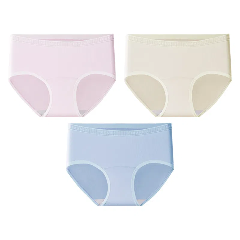 二三二三 无痕加宽撞色腰带设计不卷边不下滑不夹臀无束缚柔软细腻舒适中腰高弹简约内裤 女款