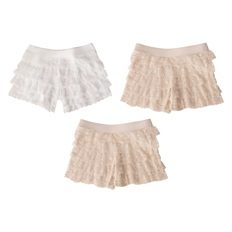二三二三 少女感内搭防走光不卡档家居短裤亲肤舒适高弹不卷边甜美蕾丝可外穿女打底裤 女款
