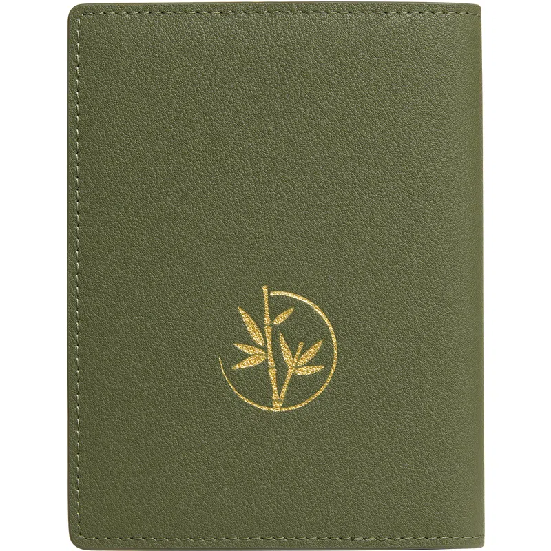 妙迪 小众设计国风熊猫护照夹 牛皮 证件保护套多功能长款钱包钱夹卡包 常规 女款 青绿色