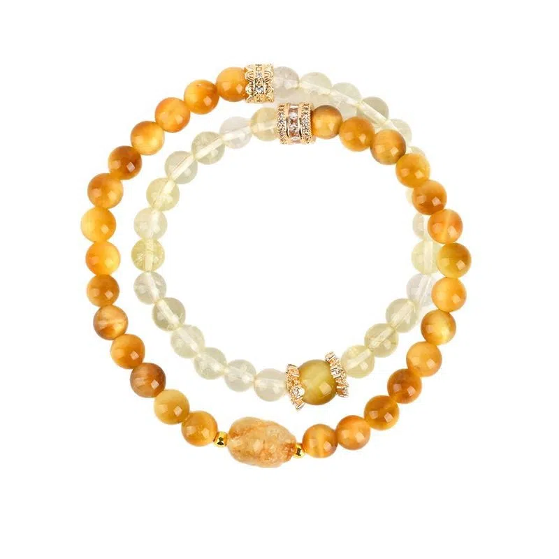 遇点 新中式国潮复古 时尚小众高级感设计天然 黄水晶 手串 女款