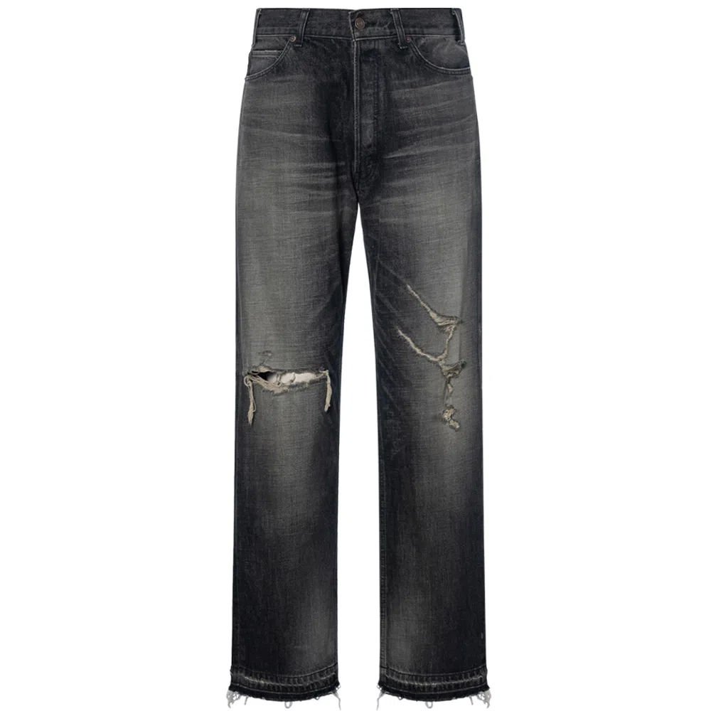 CELINE SS24 Distressed Low-Rise Jeans Black