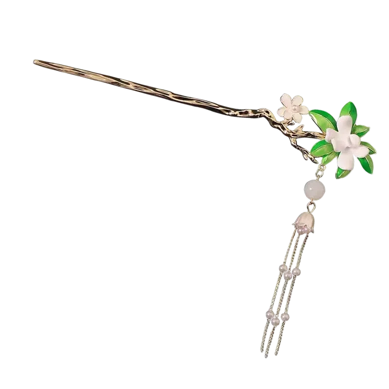 简应舒 古风气质盘栀子花 合金 配件发簪 男女同款情侣款