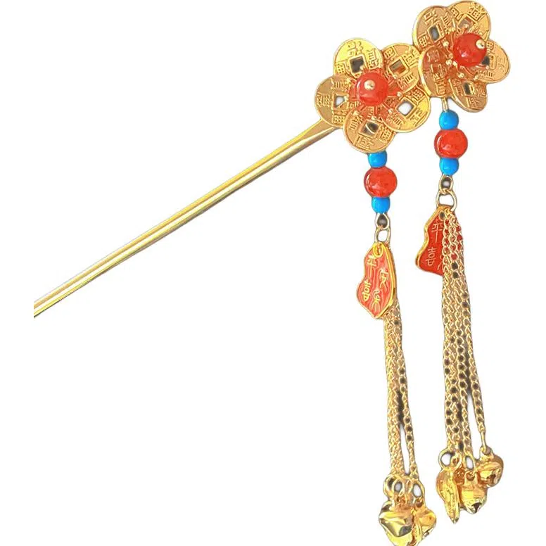 简应舒 古风花朵铜钱 合金 配件发簪 男女同款情侣款