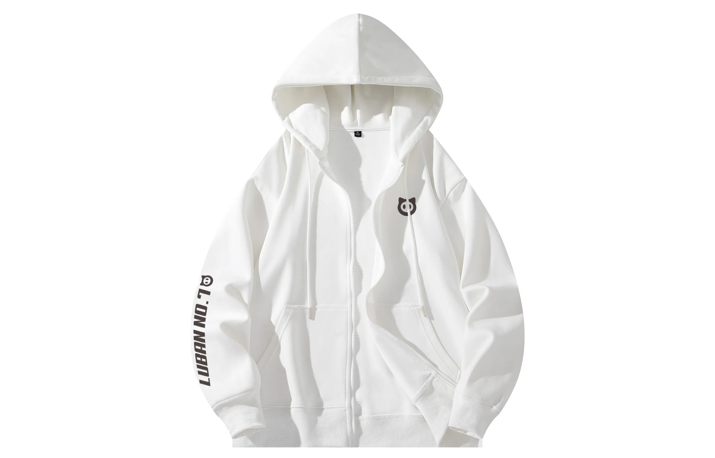 王者荣耀 艺术英文袖子设计美式高街落肩款宽松舒适透气帅帅青少年无性别百搭时尚潮流开衫卫衣 鲁班七号款 男女同款