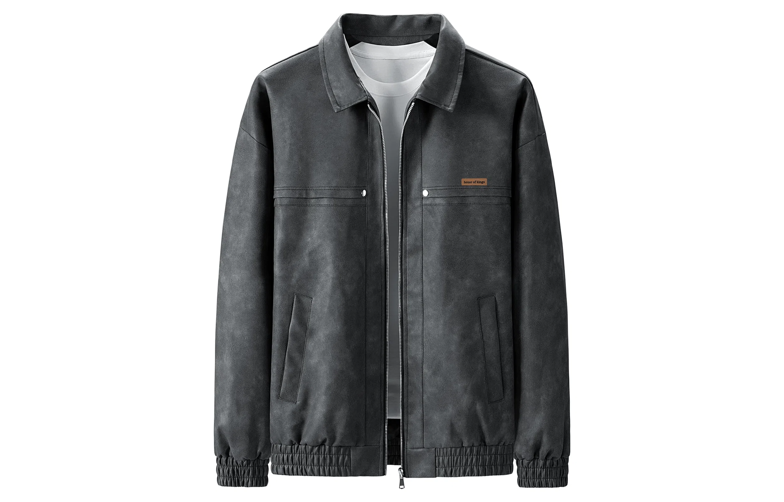 王者荣耀 美式麂皮绒夹克时尚潮牌宽松休闲翻领百搭外套皮衣 标语款 男女同款