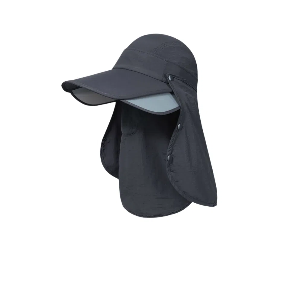 图涂丫 户外紫外线骑车吹不翻遮脸透气遮阳帽钓鱼帽子护颈 涤纶 防晒帽 男女同款情侣款