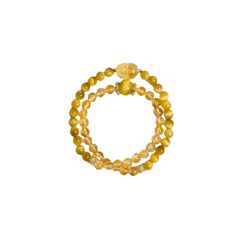 大唐国鼎 国风复古新中式复古风小众设计优雅国潮 精致纹理旺事业学业本命年财运 好运 黄水晶 手串 女款