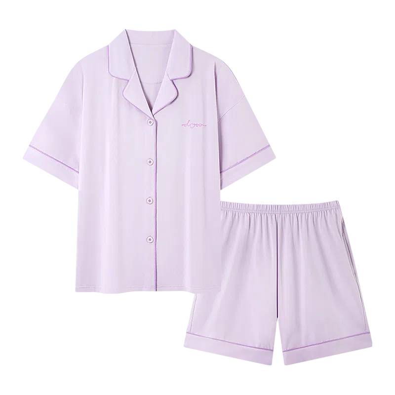 欧迪芬 女生空调房必备宅家穿搭亲肤柔软抗菌防螨敏感肌人群适配宽松版型不束缚睡衣套装 女款