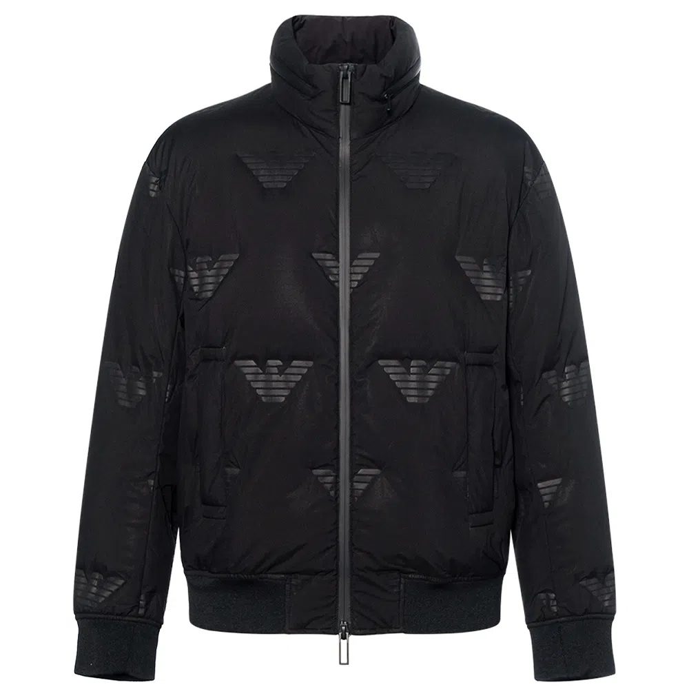 Emporio Armani FW22 Logo Print Puffer Jacket Black