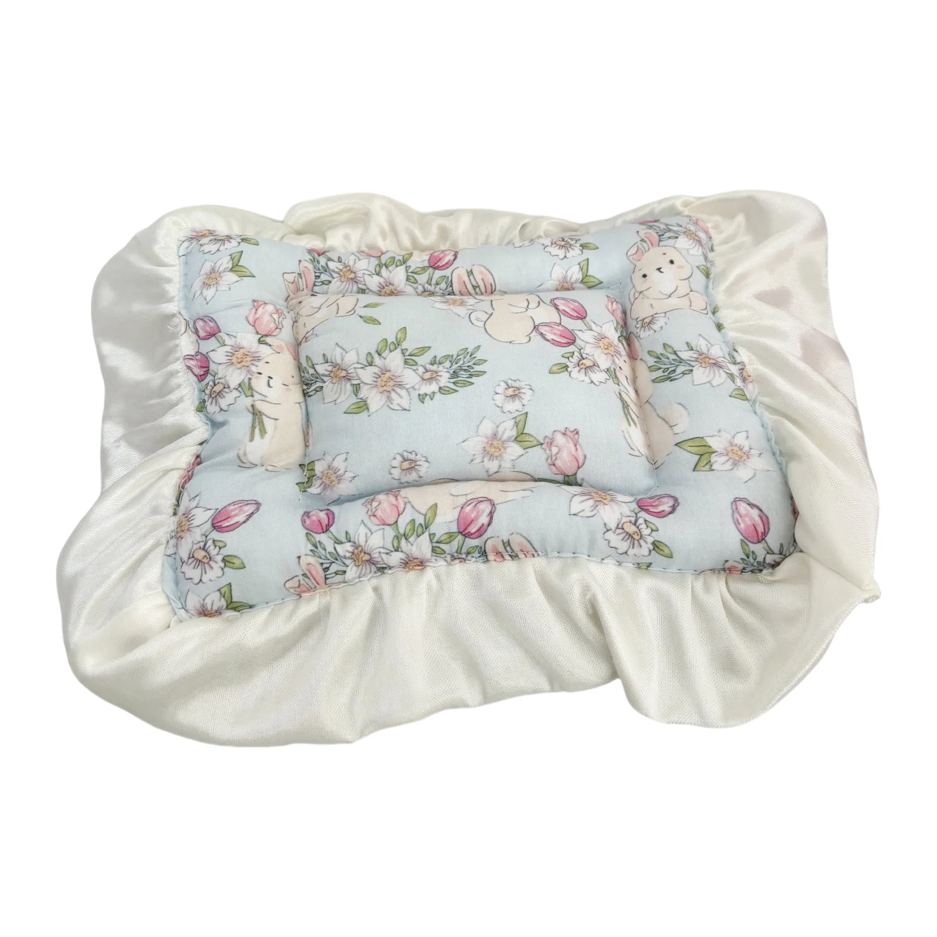 图米鱼 棉花娃娃娃用收纳盒娃床垫子 公仔提篮摇篮花边垫 玩偶周边